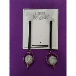 Unique Boho Long Dangle Earrings Black White Gold Tone Faux Stone Pierced New